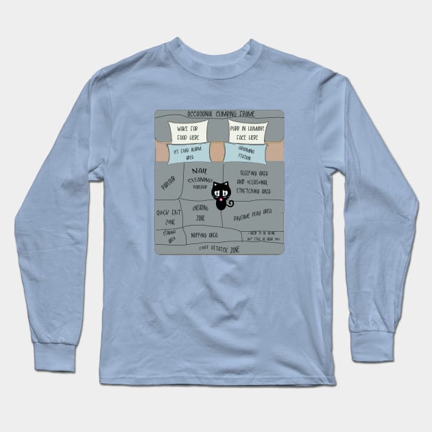 Cat bed map Long Sleeve T-Shirt by Dead but Adorable by Nonsense and Relish